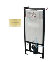 Инсталляция для унитаза Deante, кнопка брашированное золото - фото