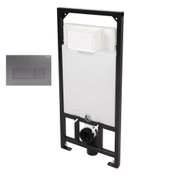 Инсталляция для унитаза Deante, кнопка оружейная сталь - фото