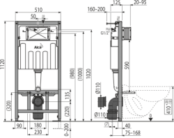 Инсталляция для унитаза Alcaplast  AM101/1120+M571, кнопка хром глянцевый - фото3