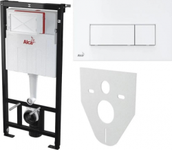 Инсталляция для унитаза Alcaplast  AM101/1120+M570, кнопка белая глянцевая - фото