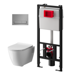 Комплект инсталляции АНИПласт WN51411Art с унитазом и кнопкой хром - фото