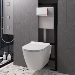 Комплект инсталляции АНИПласт WN51400Art с унитазом и белой кнопкой - фото2