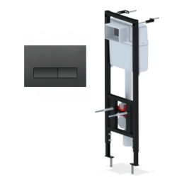 Инсталляция для унитаза АНИ Пласт WC1010, кнопка черная матовая WP1533 - фото