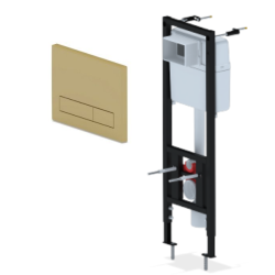 Инсталляция для унитаза АНИ Пласт WC1010, кнопка золото матовое WP1555 - фото