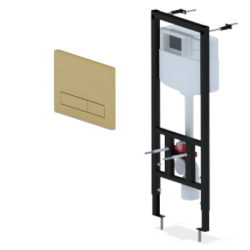 Инсталляция для унитаза АНИ Пласт WC1110, кнопка золото матовое WP1555 - фото