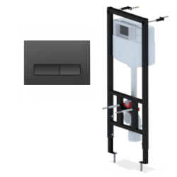 Инсталляция для унитаза АНИ Пласт WC1110, кнопка черная матовая WP1533 - фото