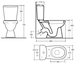 Унитаз напольный с бачком и крышкой Керамин Лаго Инкоэр с жестким сиденьем - фото5