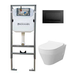 Комплект инсталяции Керамин Комфорт-3 с унитазом и черной кнопкой - фото