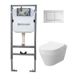 Комплект инсталяции Керамин Комфорт-1 с унитазом и белой кнопкой - фото