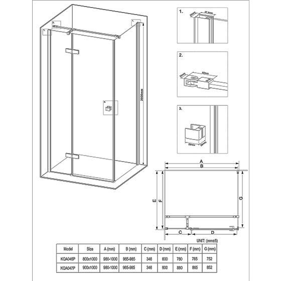 Кабина прямоугольная Deante Arnika 80х100х200см - фото2