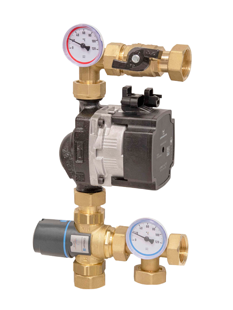 Смесительный узел для теплого пола AFRISO с насосом Grundfos UPM3 Auto 15-70 - фото