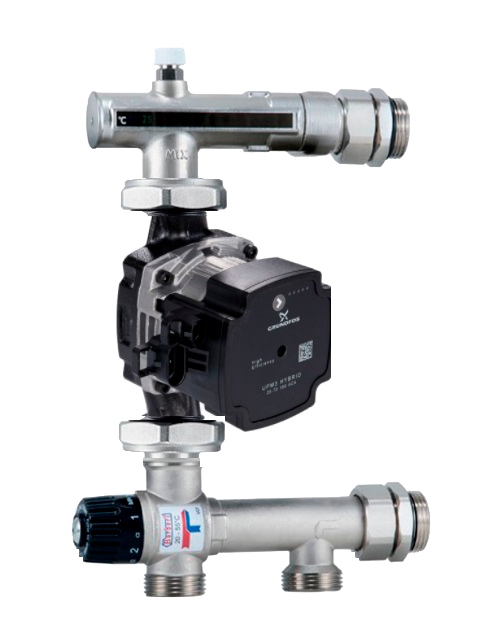 Смесительный узел для теплого пола Barberi с насосом Grundfos  UPM3 AUTO 25-70 - фото