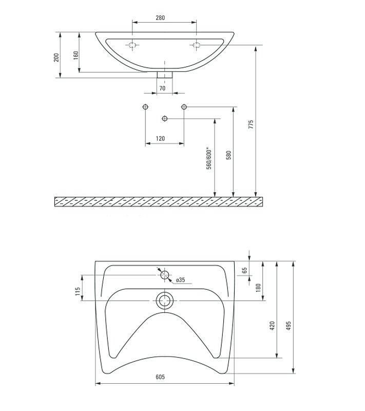 Умывальник Deante Vital 495*605 мм - фото2