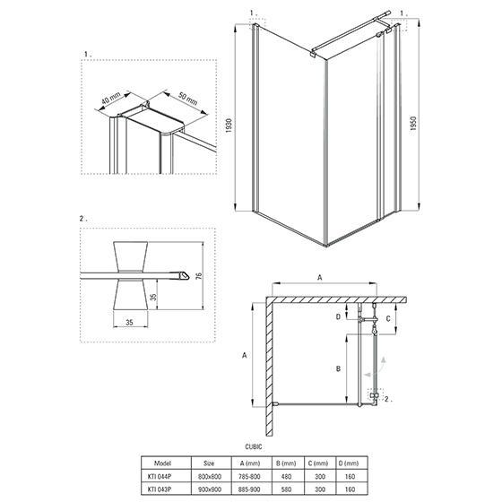 Кабина квадратная  Deante Cubic 90х90х195см - фото2